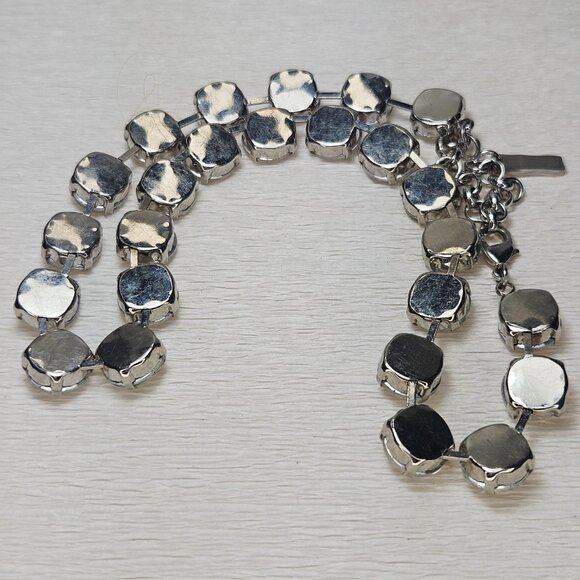 Walker Rose Clear Rivoli Crystal Rhinestone Silver Bling Necklace - Picture 6 of 6